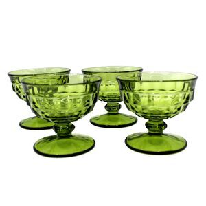 Vintage Glass Dessert Cups Indiana Glass Whitehall Cubist Pattern Set of 4